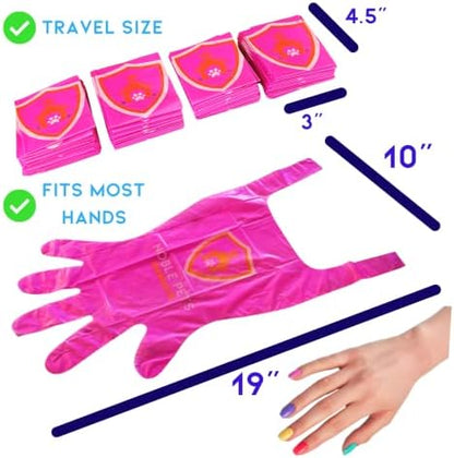 Noble Pets Dog Gloves - 8+ Ways to Use Them| Leak Proof | Extra Long Tie Handles | Eco-Friendly (Pink, 80 gloves)