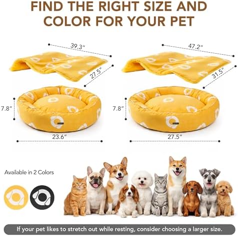 PETNOVO Dog Bed with Reversible Blanket for Cats and Small to Medium Dogs