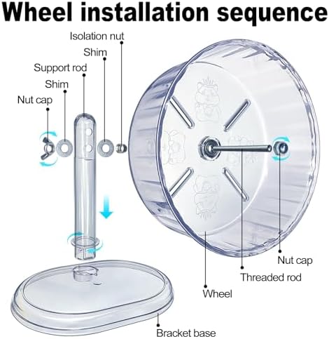 lazYYzal Silent Hamster Wheel, Super-Silent Hamster Exercise Wheels Accessories, Quiet Running Wheels, Adjustable Stand for Hamsters Mice Or Other Small Animals (White, Ф 8.3 inch)