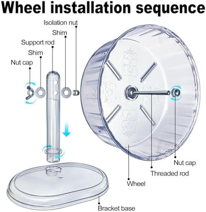 lazYYzal Silent Hamster Wheel, Super-Silent Hamster Exercise Wheels Accessories, Quiet Running Wheels, Adjustable Stand for Hamsters Mice Or Other Small Animals (White, Ф 8.3 inch)