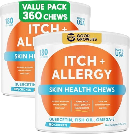 Dog Allergy Relief Chews - Anti-Itch Skin & Coat Supplement with Omega 3