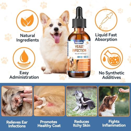 Natural Yeast Relief Drop for Dogs 60ml Bacon, Itch Allergy Ear Paw Support