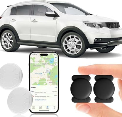 Hidden GPS Tracking Devices, 2PCS Real Time GPS Tracker Work with Find My (iOS Only), Hidden Car GPS Tracker with Magnetic Waterproof Case, No Monthly Fee Car Tracker, Black