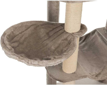 TRIXIE Fabiola 55-in Cat Tower, Jute Scratching Posts, Cat Tree with Plush-Covered Condo, Hammocks, and Platforms, Gray