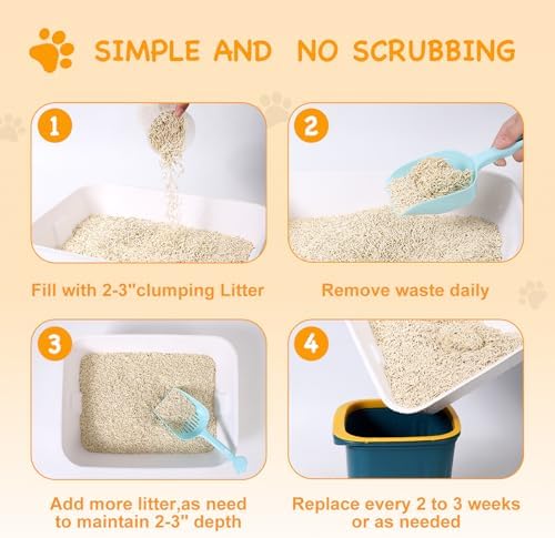 Disposable Litter Boxes for Cats, Durable and Water Resistant, Sustainable Large Disposable Litter Box, Disposable Cat Litter Boxes for Indoor/Travel Use, Standalone or as Liner (White, Large 5-Pack)