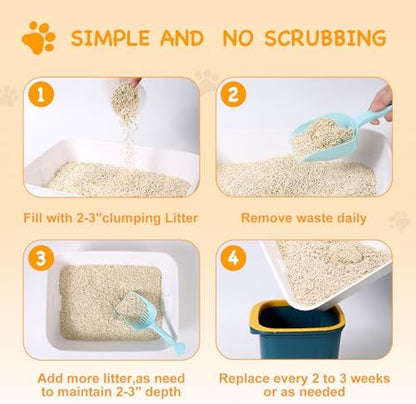 Disposable Litter Boxes for Cats, Durable and Water Resistant, Sustainable Large Disposable Litter Box, Disposable Cat Litter Boxes for Indoor/Travel Use, Standalone or as Liner (White, Large 5-Pack)