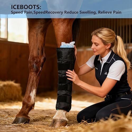 Reusable Gel Horse Ice Boots 4 Pack, Adjustable 5 Leg Cooling Wraps