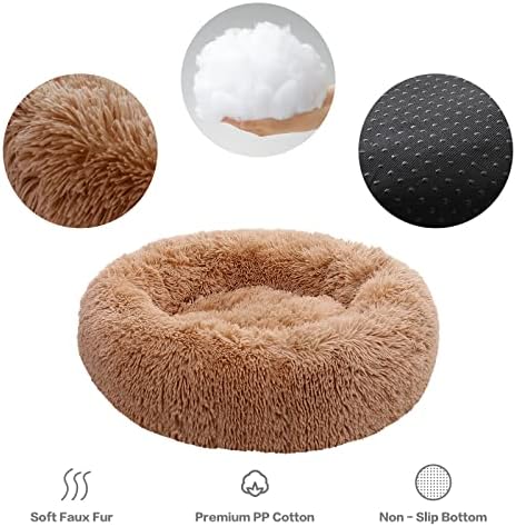 NOYAL Donut Dog Bed for Small Medium Pets, Plush Calming Faux Fur