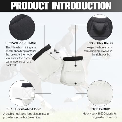 Horse Bell Boots for Outdoor Sports (White, XL)