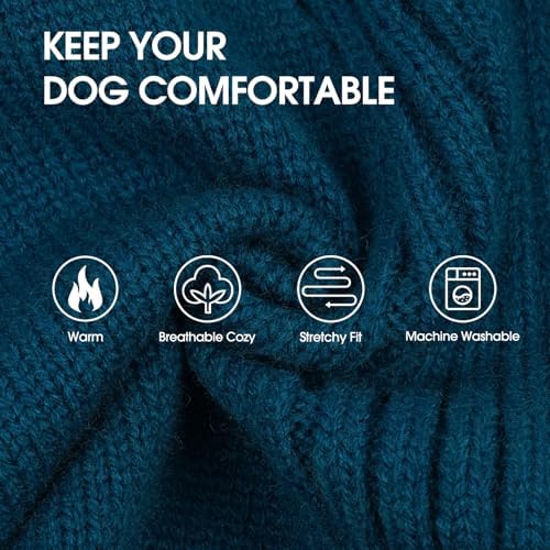 IECOii Small Dog Sweater, Warm Turtleneck for Small to Medium Dogs, L