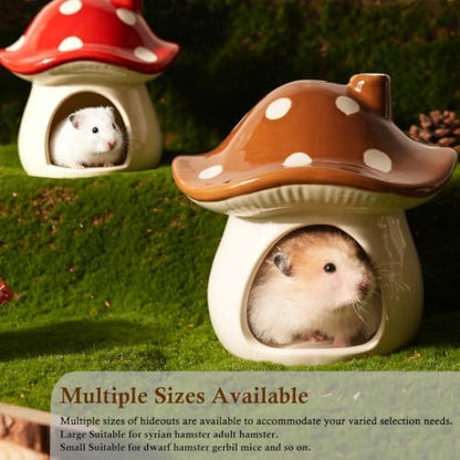 Ceramic Hamster Hideout Mushroom Chew Proof Syrian Hide Cool Bed