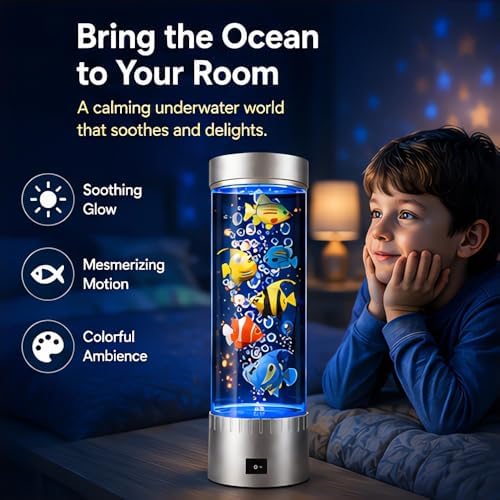 Bubble Fish Lamp with Color-Changing LED, Sensory Aquarium Light