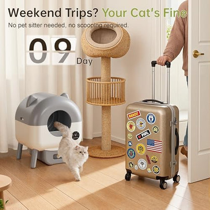Greesum Fully Enclosed Self-Cleaning Cat Litter Box, 76L Large Capacity