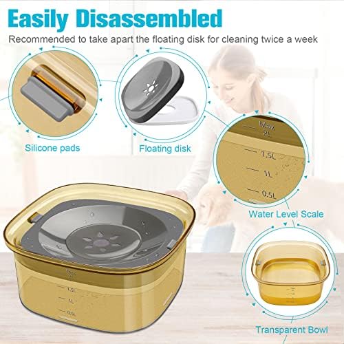 UPSKY 70oz Dog Water Bowl, No Spill Slow Drinking Feeder for Messy Drinker