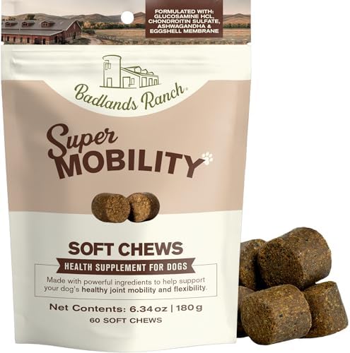 Badlands Ranch Super Mobility Soft Chews for Dogs, Glucosamine, 60 Chews