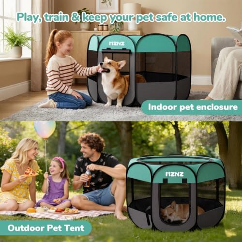 Dog Cat Small Animal Puppy Playpen Crate, Medium, Blue