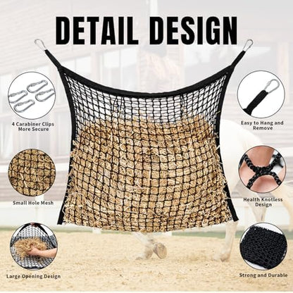 Slow Feed Hay Nets for Horses, Large Capacity Hay Bags, 2 Pack