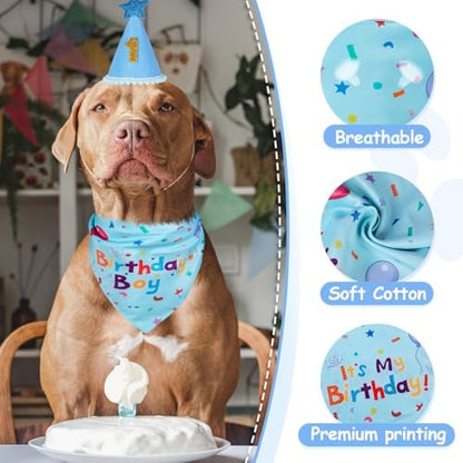 Dog Boy Birthday Party Hat,Dog Birthday Party Supplies,Dog Bandana