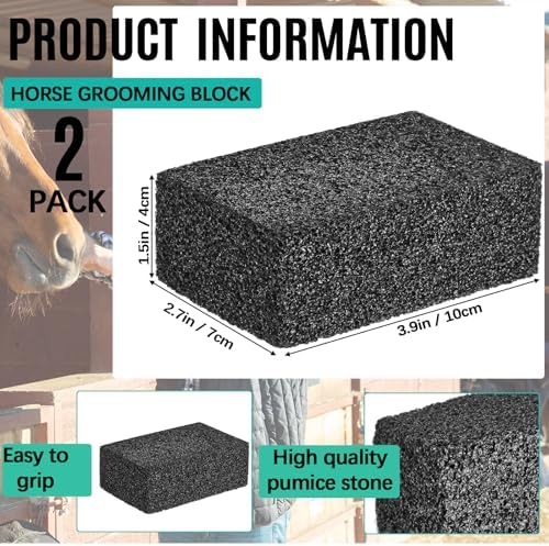 Foilswirl 2 Pcs Slick and Easy Horse Grooming Block, Quartz Stone Pets Hair Remover Grooming Tool Rock Reusable Dog & Cat Hair Cleaner for Carpet Upholstery Auto Interiors 3.9 x 2.8 x 1.5 Inch