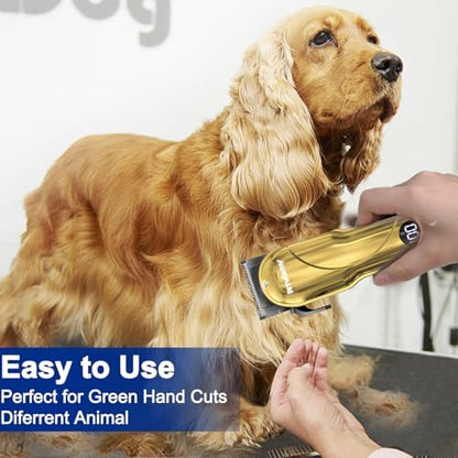 Quiet Dog Grooming Kit - 2000mAh Dog Clippers for Heavy Thick Hair Coats, Waterproof Rechargeable Cordless Clippers, Safe and Easy to Clean Pet Grooming
