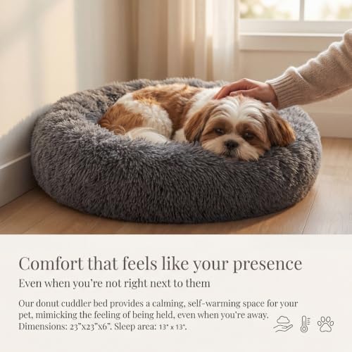 nononfish Calming Dog Bed for Small Dogs,Plush Donut Pet Bed