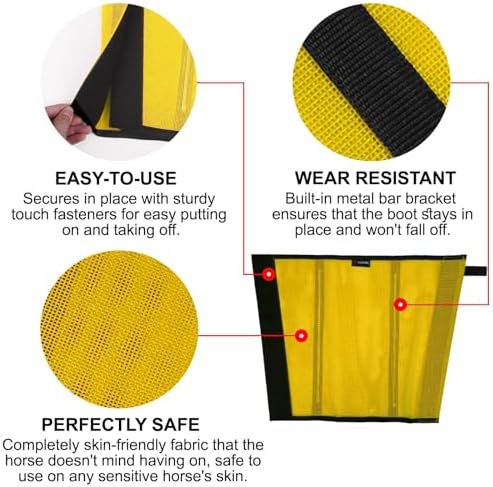 Horse Fly Boots, Breathable Mesh Protection Set of 4, Comfortable Horse Leggings, Breathable Mesh Design, Equine Supplies for Reduce Stomping, Hoof Damage & Leg Fatigue (Yellow, Medium)