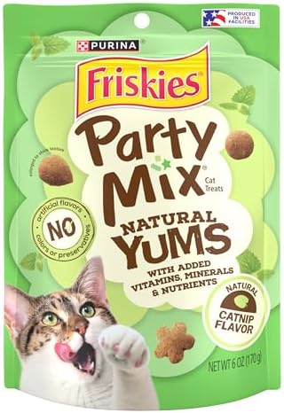 Friskies Purina Party Mix Natural YUMS Cat Treats, Catnip, (6) 6 oz