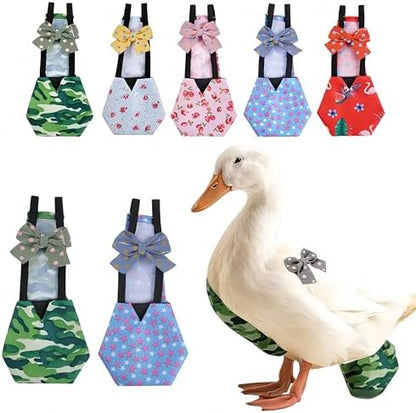2 Pack Chicken Diapers for Hens, Roosters, Diapers for Ducks, Ducklings, Reusable Pet Diaper with Bow Ties Waterproof Poultry Nappies Pet Clothes for Geese Pet Ducks-Camouflage&Star,S