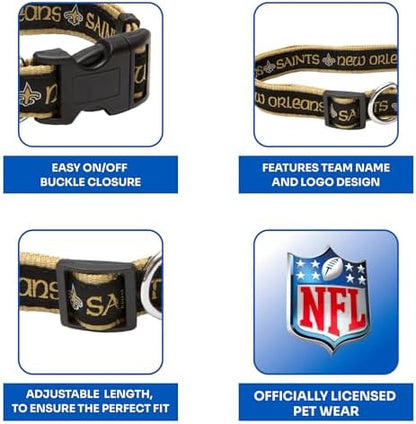 Pets First NFL New Orleans Saints Licensed PET COLLAR, Medium - Heavy-Duty, Strong, and Durable Dog Collar. Available in 31 Football Teams and 4 Sizes