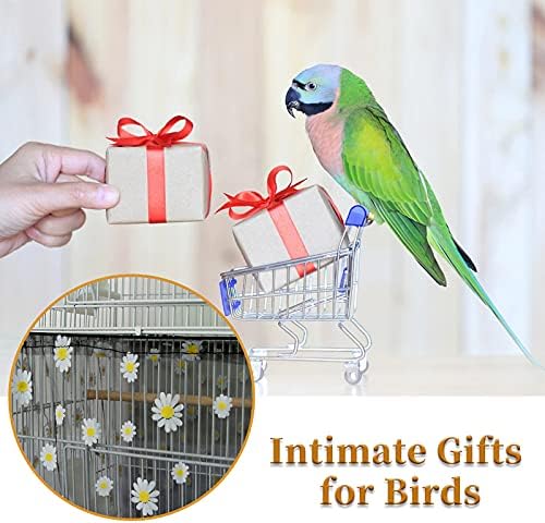 Daoeny Large Bird Cage Cover, Bird Cage Seed Catcher, Adjustable Soft Nylon Mesh Net with Daisy Pattern, Birdcage Cover Skirt Seed Guard for Parrot Parakeet Macaw Round Square Cages (Black)