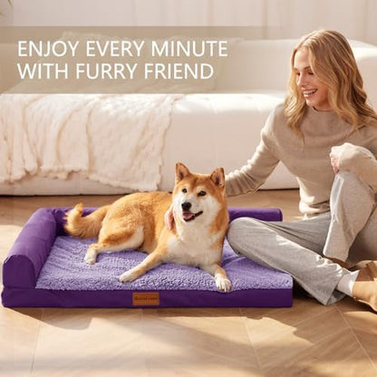 Patas Lague Orthopedic Medium Dog Bed Washable Pet Sofa Bed 30''X20''Purple
