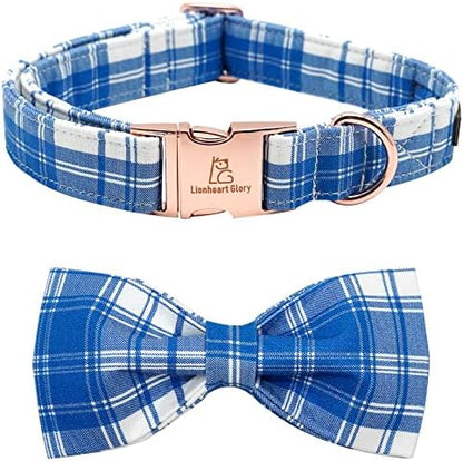 Lionheart glory Dog Collar, Boy Dog Collar Bowtie Blue Adjustable Dog Bowtie Collar Bows Dog Collar for Medium Dogs