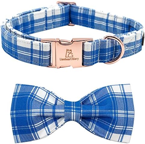 Lionheart glory Dog Collar, Boy Dog Collar Bowtie Blue Adjustable Dog Bowtie Collar Bows Dog Collar for X-Small Puppy