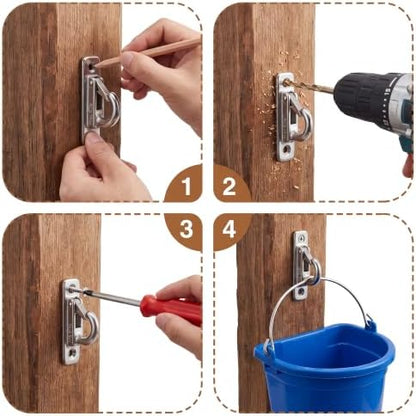 Metal Bucket Hooks for Horse Stalls, Wall-Mounted Feed Holder (2 Pcs)