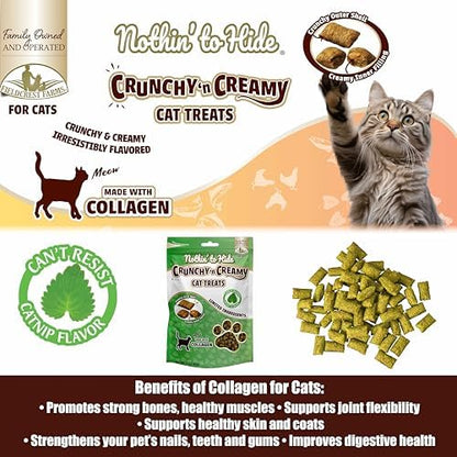 Fieldcrest Farms Collagen Cat Treats, Catnip, Crunchy & Creamy, 3 oz Pouch