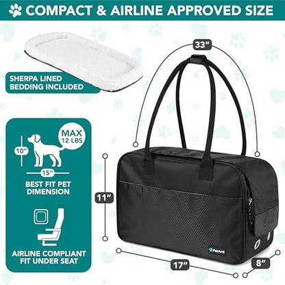 PetAmi Small Dog Purse Carrier with Pockets, Airline Approved, Black