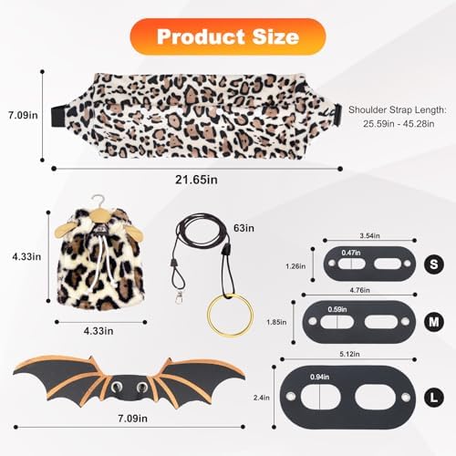 Bearded Dragon Lizard Leash Harness 3-Piece Set,Reptile Small Pet Backpack,3 Size Pack Adjustable Bearded Dragon Harness and Soft Comfortable Lizard Vest -Leopard Pattern