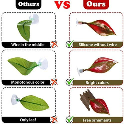 WILLBOND 2 Pcs Red Silicone Betta Fish Bed Leaf Hammock Betta Fish Tank Accessories Decorations for Aquarium Ornaments, Practical Resting Spot, Comfortable and Safe