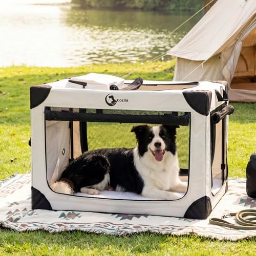 Portable Collapsible Soft Dog Crate for Medium Dogs, 30in Grey