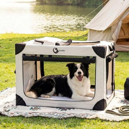 Portable Collapsible Soft Dog Crate for Medium Dogs, 30in Grey