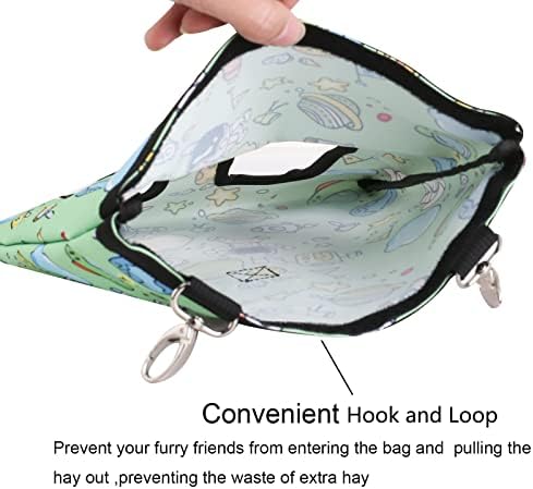 Rabbit Hay Feeder Bag Hanging Hay Rack (Pattern Green, 2 Windows)