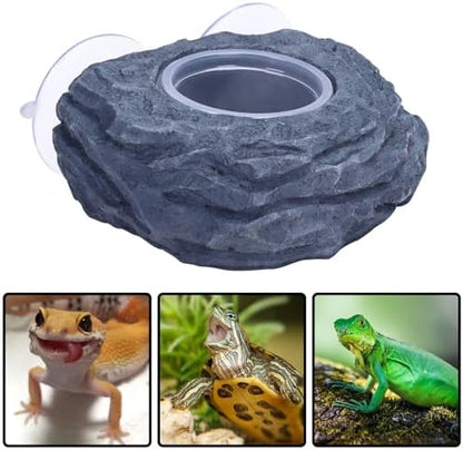 AIICIOO Crested Gecko Feeder Ledge Single Bowl Reptile Food Dish with 3PCS Reptile Feeding Cup Pet Water Dish for Bearded Dragon Snake Frog Tortoise Lizard Chameleon