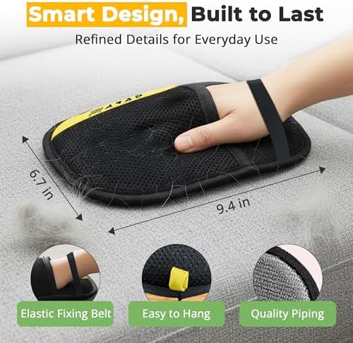 ZARAD Pet Hair Removal Glove for Dogs & Cats – Electrostatic Reusable Dog & Cat Hair Remover Glove Fur Remover for Furniture (1)