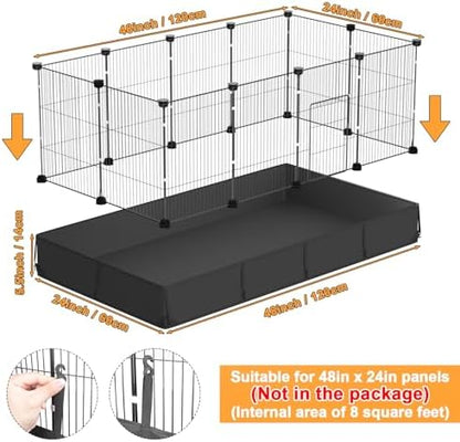 Tresbro Guinea Pig Cage Liner with One-Hand Release Hook & Thickened Corner, 48''L x 24''W Waterproof & Washable Mat (Without Cage) for C&C Grids Guinea Pig Hedgehog Bunny Habitat, Rabbit Cage Liner