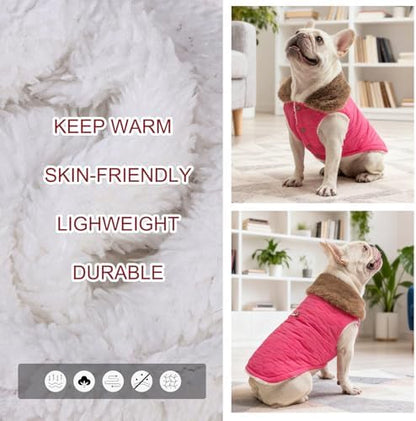 BEAUTYZOO Warm Dog Puffer Jacket Vest, Dog Winter Coat with Harness, Rose M