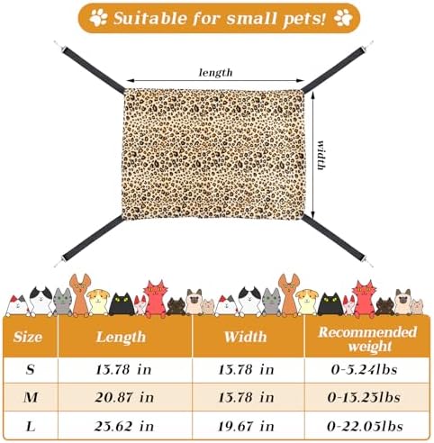 Jetec 2 Pack Cat Hammock for Cage, Leopard and Dot, M