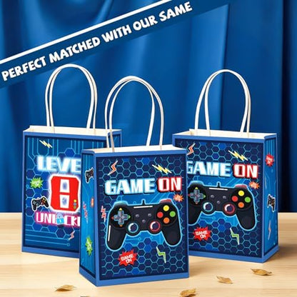Greencian 16Pcs 8th Video Game Birthday Party Favor Bags Blue Goodie Bags