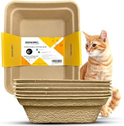 Disposable Litter Boxes (Brown, Large 6-Pack)