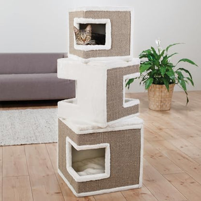 Trixie Lilo Cat Condo | 3-Story Condo Tower | Scratching Surface | Removable Cushions | Brown