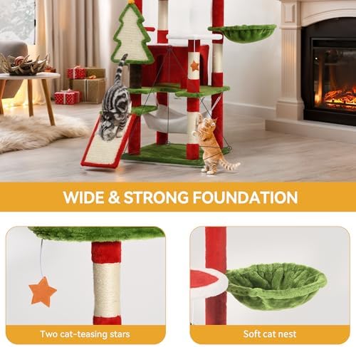 YITAHOME 75in Christmas Cat Tree Tower for Indoor Cats with Cat Condos